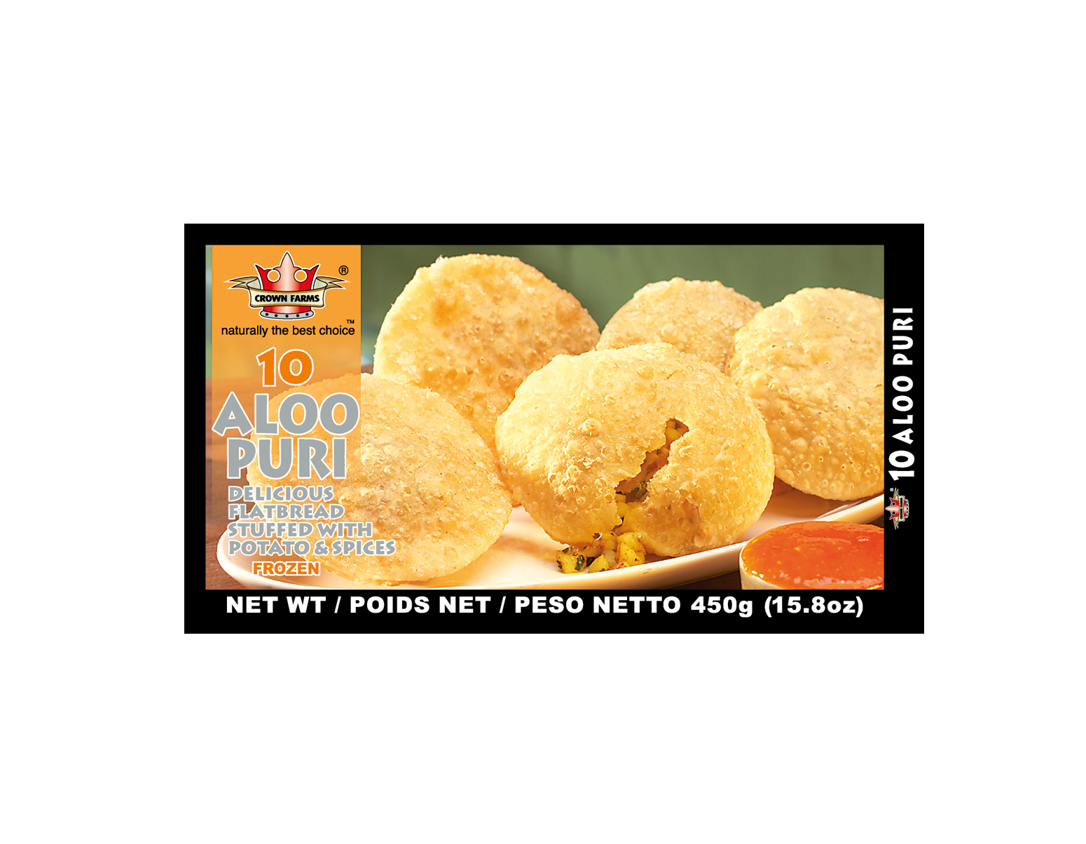 CROWN FARMS 10 ALOO PURI FROZEN FOOD 450GM