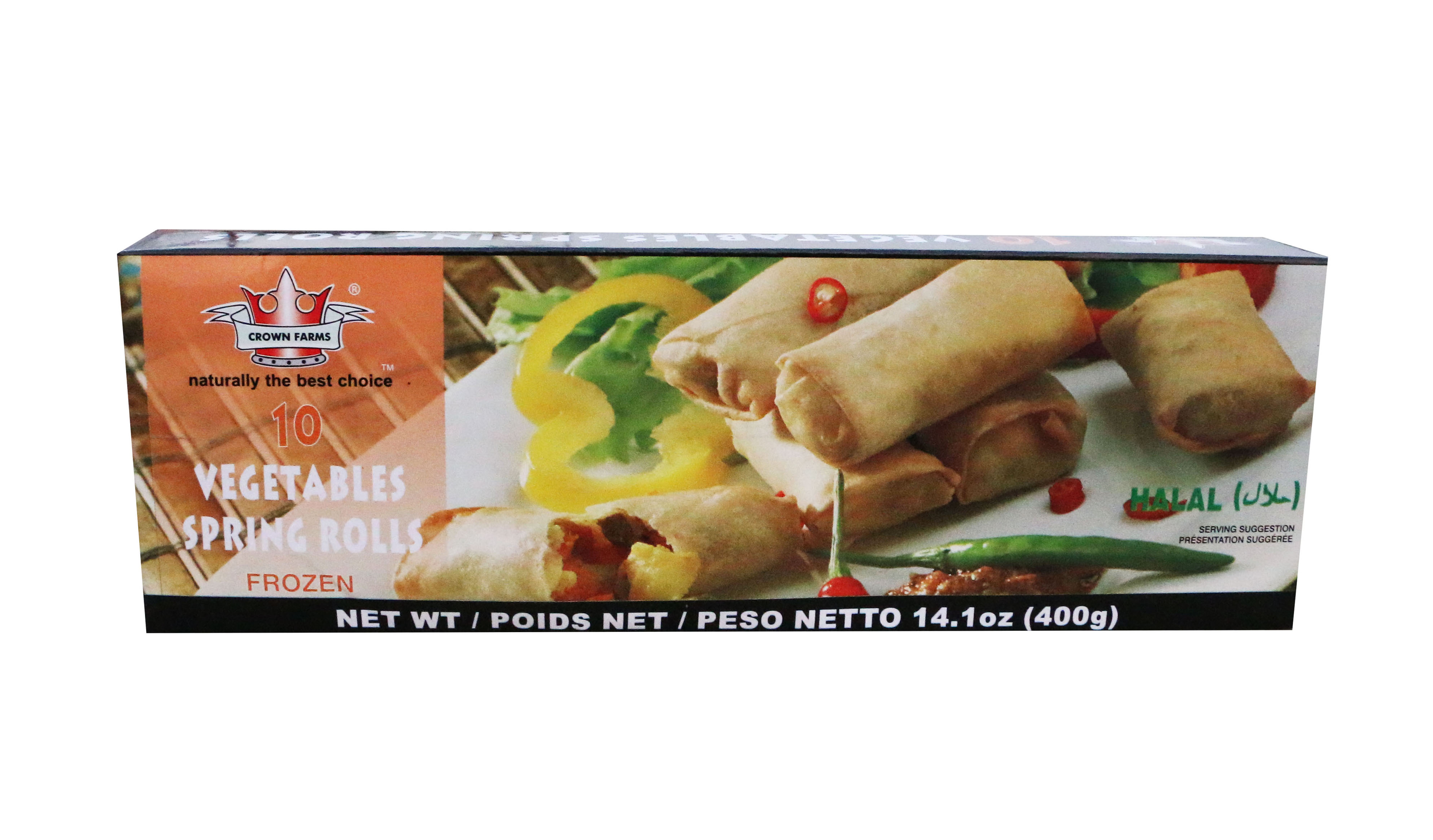 CROWN FARMS 10 VEGETABLES SPRING ROLLS FROZEN FOOD 400GM
