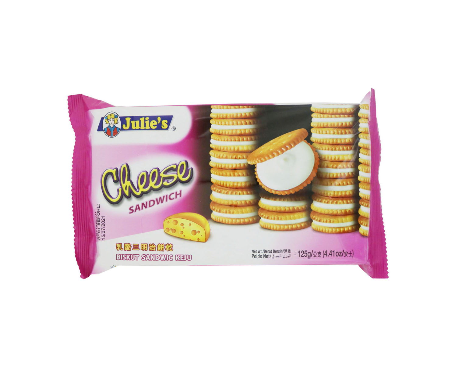 JULIE'S CHEESE SANDWICH BISCUITS 125GM