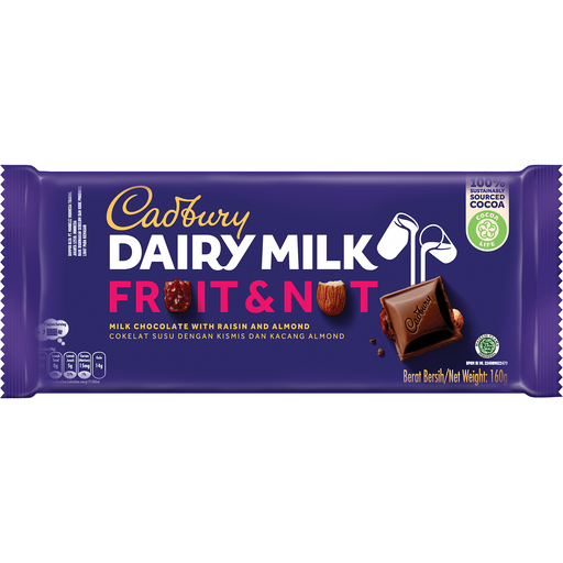 CADBURY DAIRY MILK FRUIT AND NUT 160GM