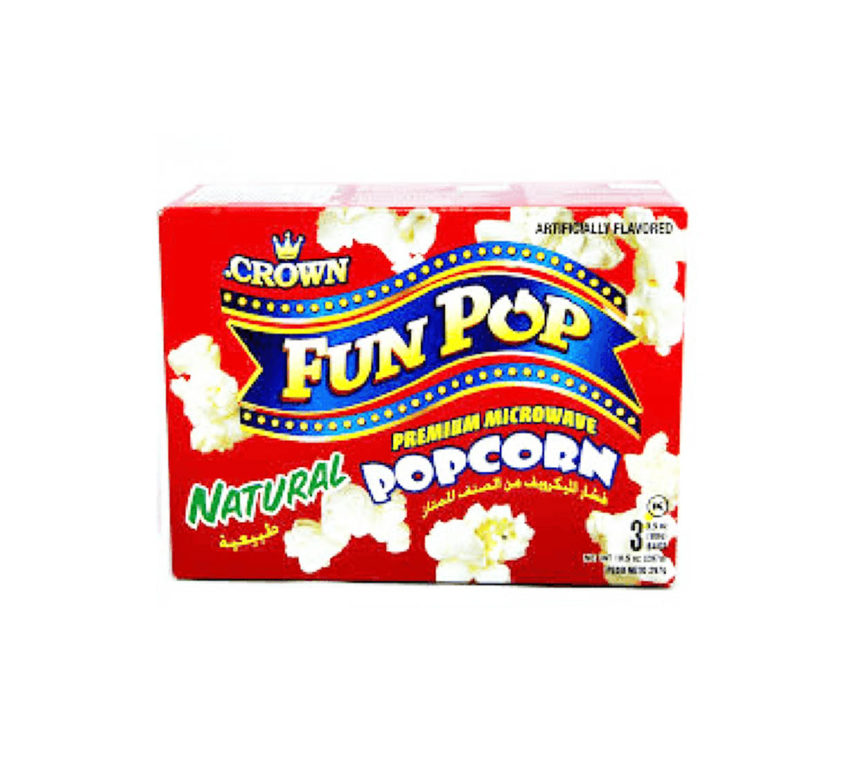 CROWN FUN POP NATURAL POPCORN 297GM
